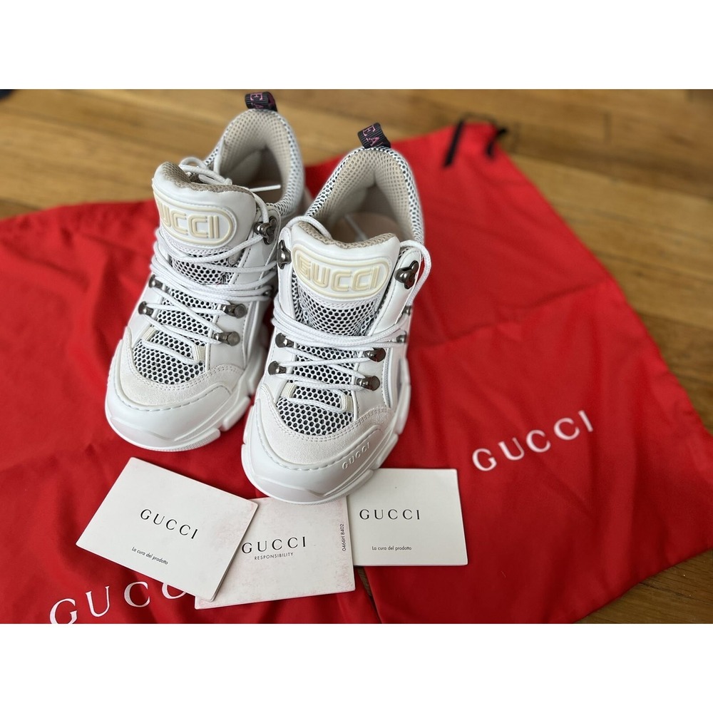 Gucci White Flash trek white women Sneakers Size 35 - Picture 2 of 13